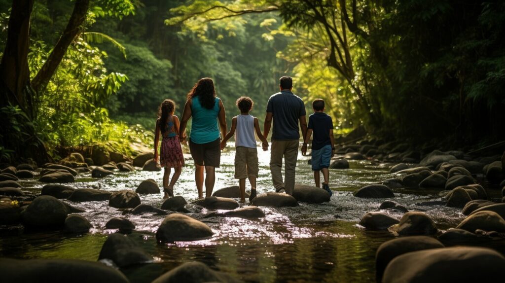 Costa Rican family enjoying a leisure activity