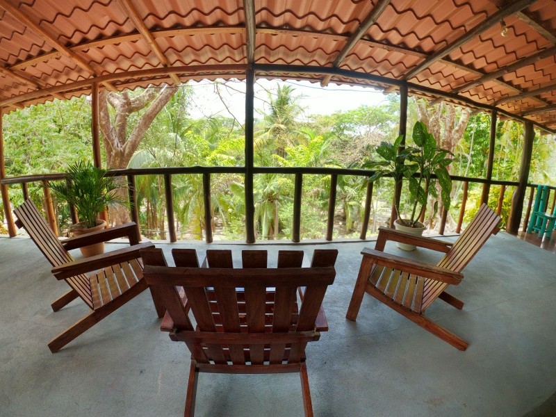 Covered dining and seating terrace at El Sueño Tropical