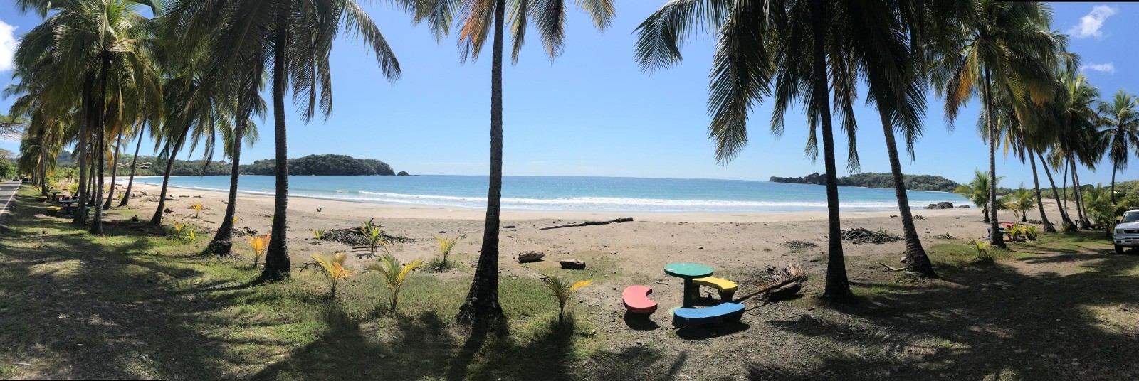 Palm-lined white sand at Playa Carrillo, Guanacaste, Costa Rica