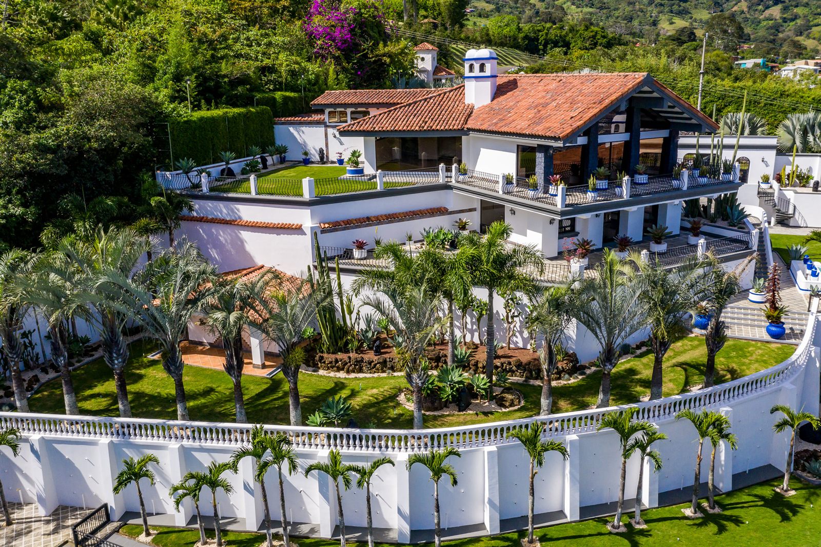 Terraced gardens below the house