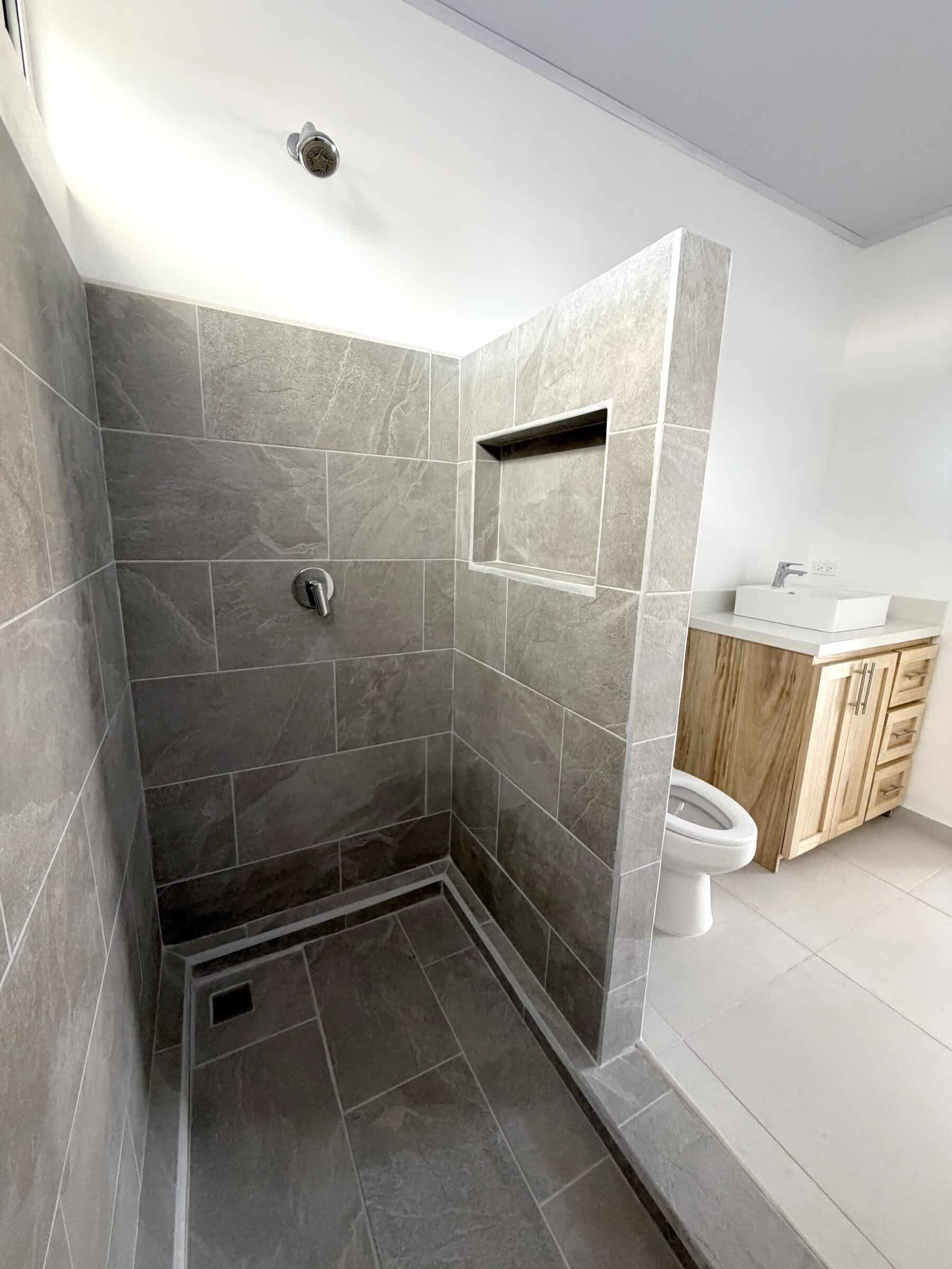 Tiled walk-in shower