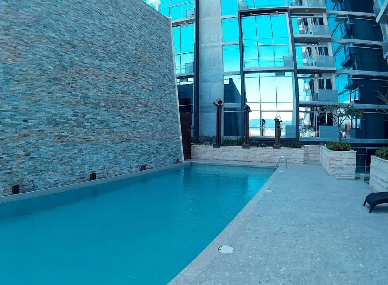 Pool deck beside the tower