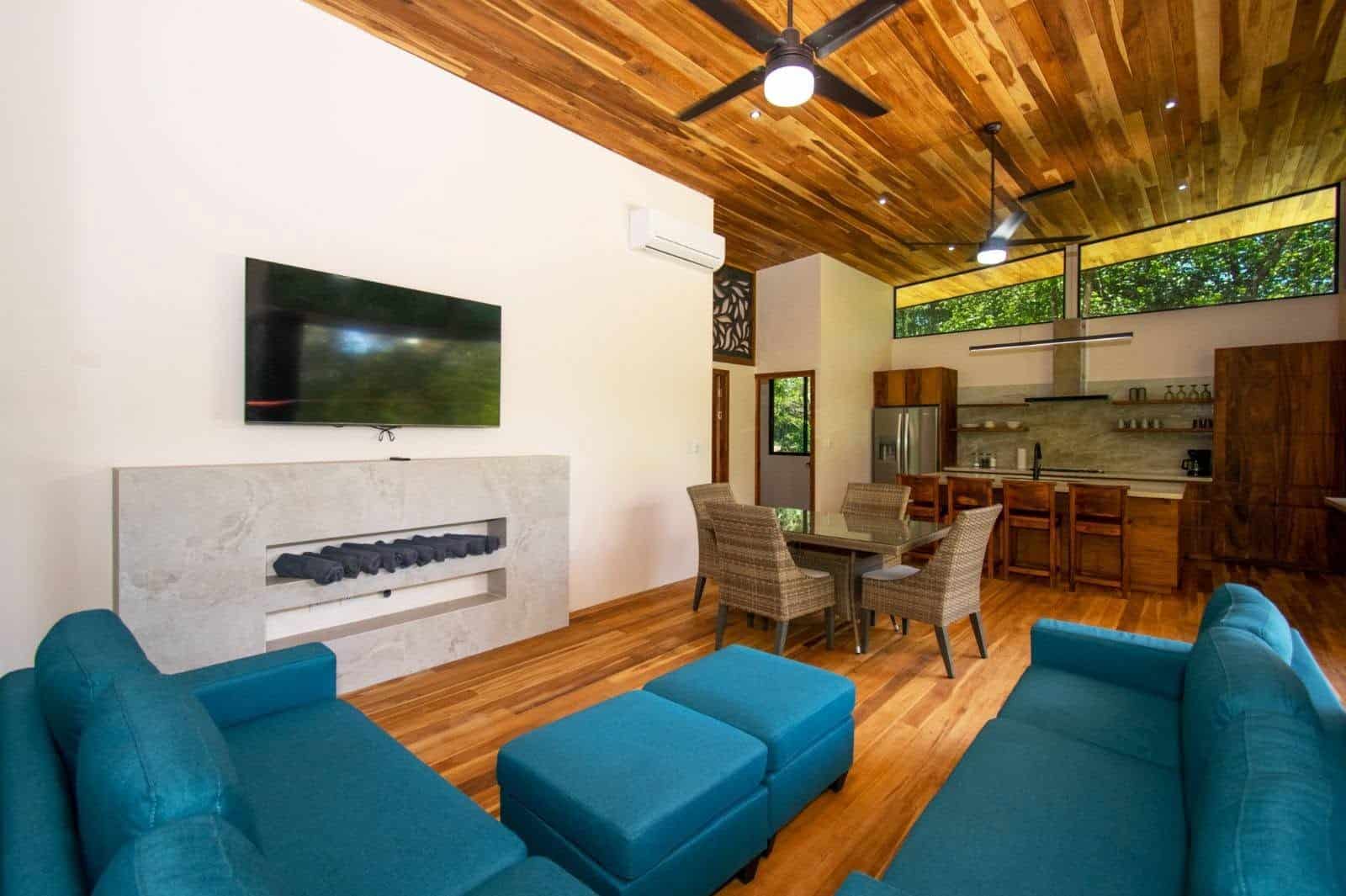 Upper unit living room, Uvita riverfront duplex for sale