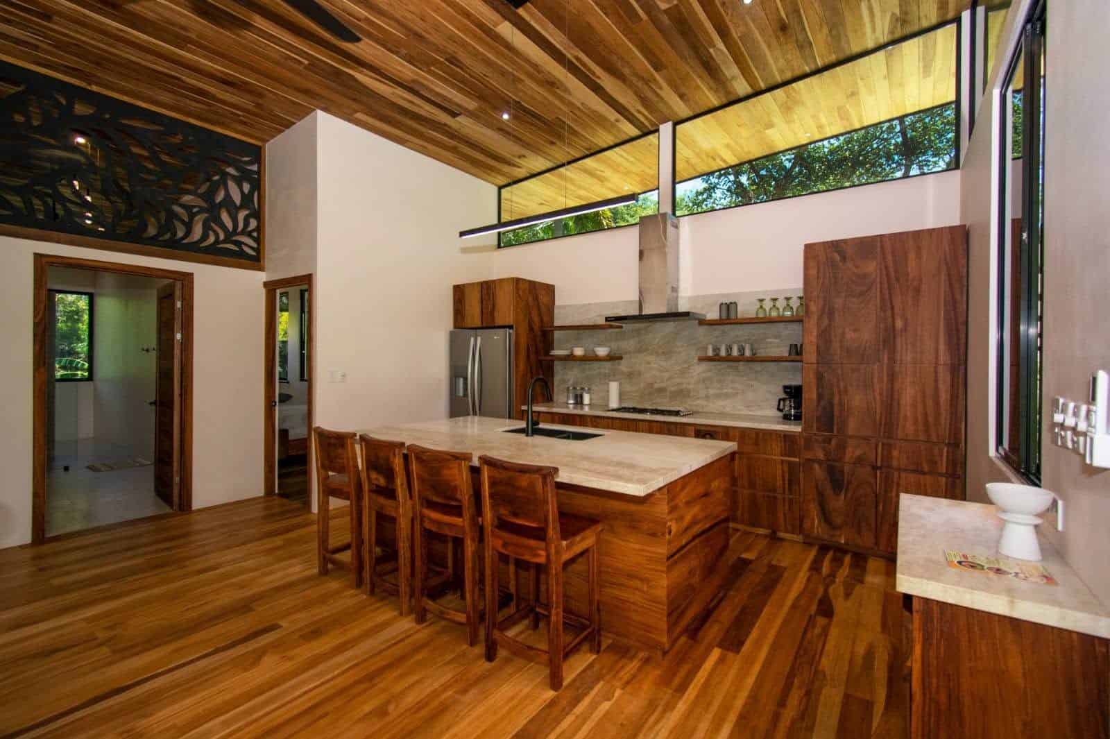 Upper unit kitchen with island, Uvita riverfront duplex for sale
