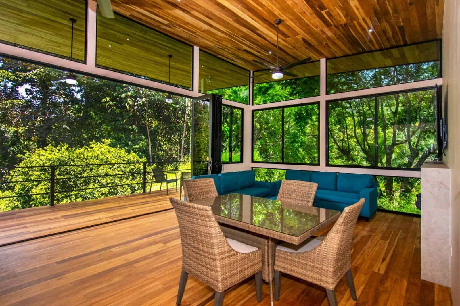 Dining room open to the jungle, Uvita riverfront duplex for sale