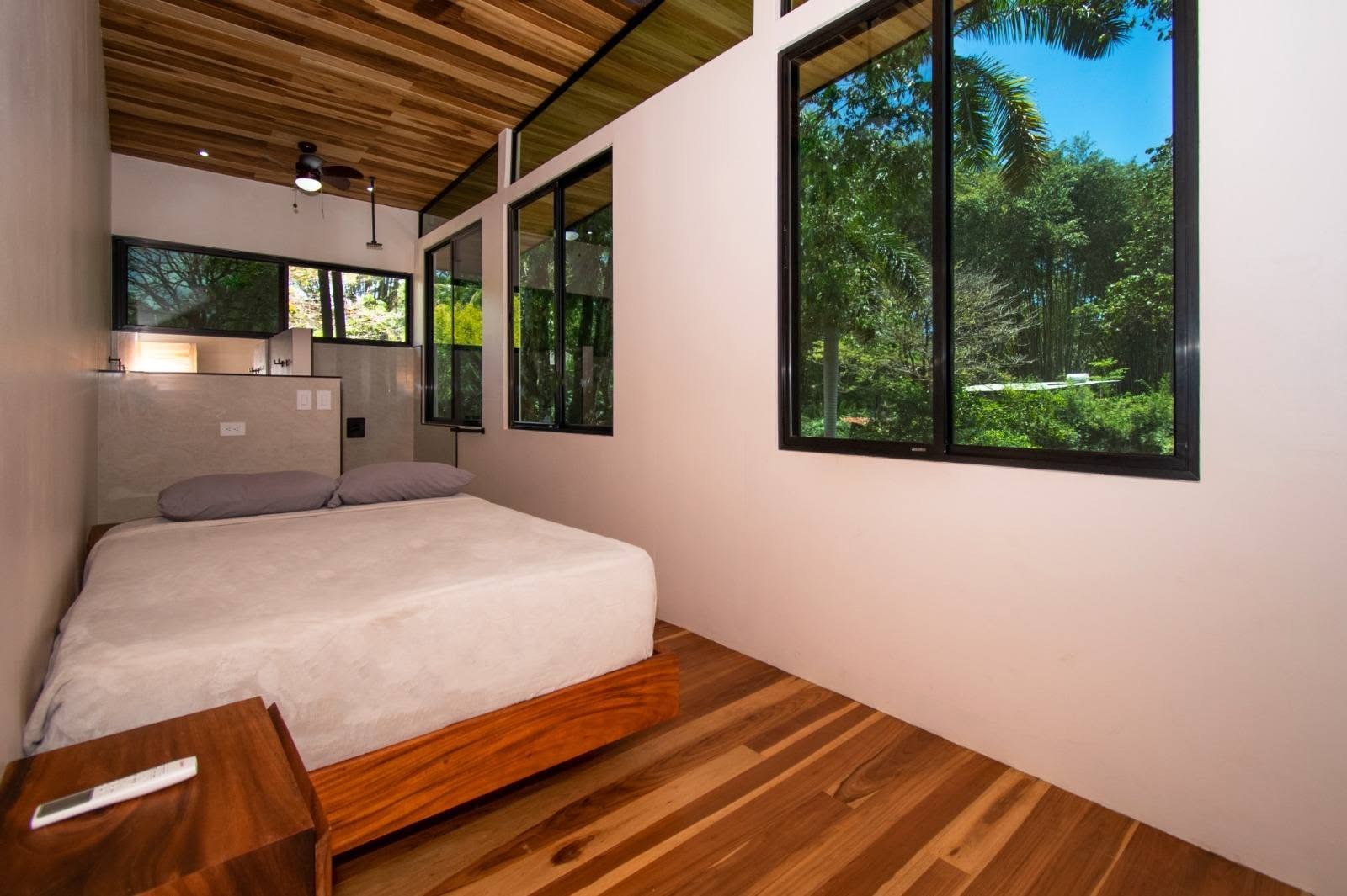 Bedroom with garden view, Uvita riverfront duplex for sale