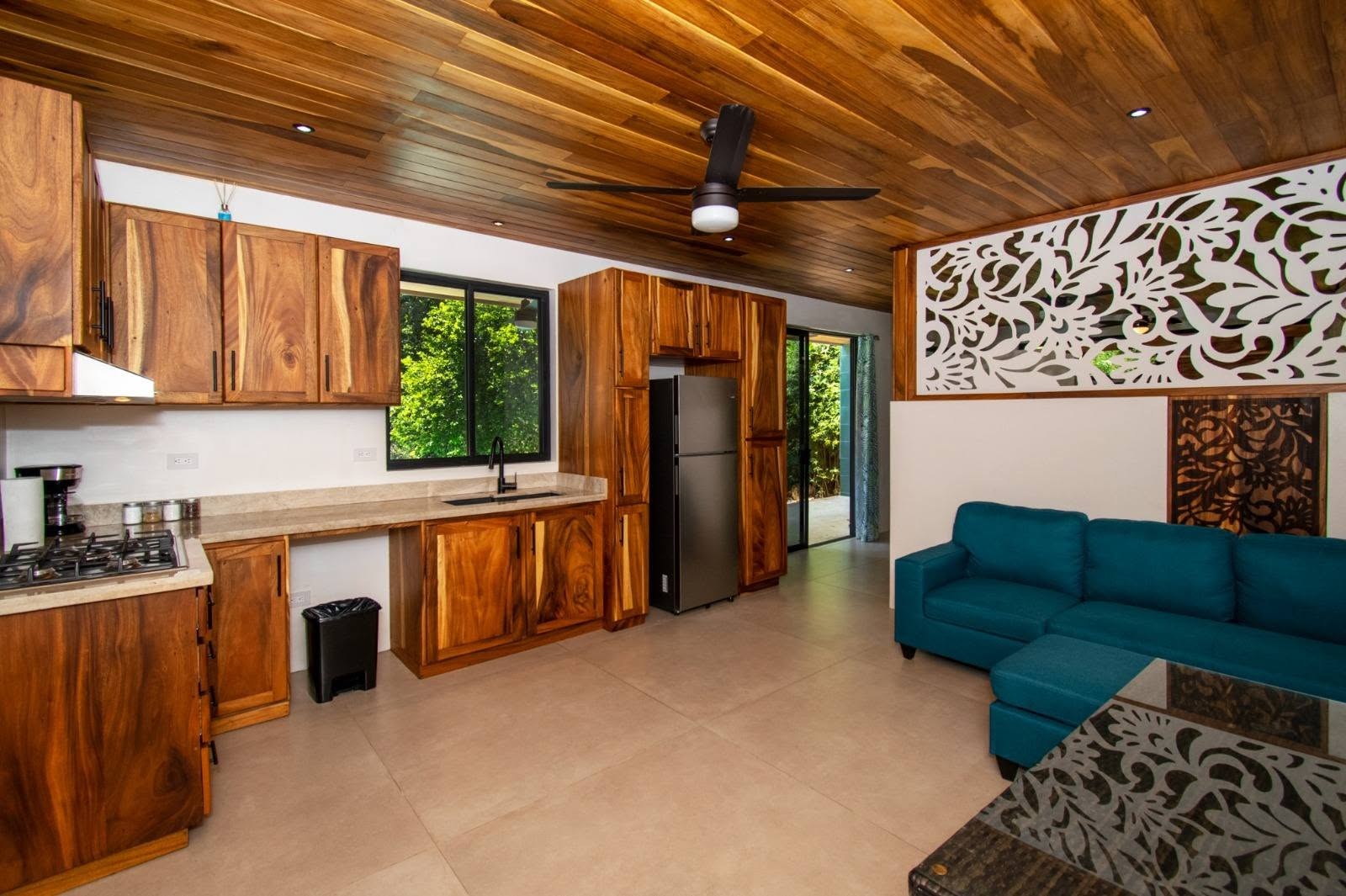 Lower unit open-plan living, Uvita riverfront duplex for sale